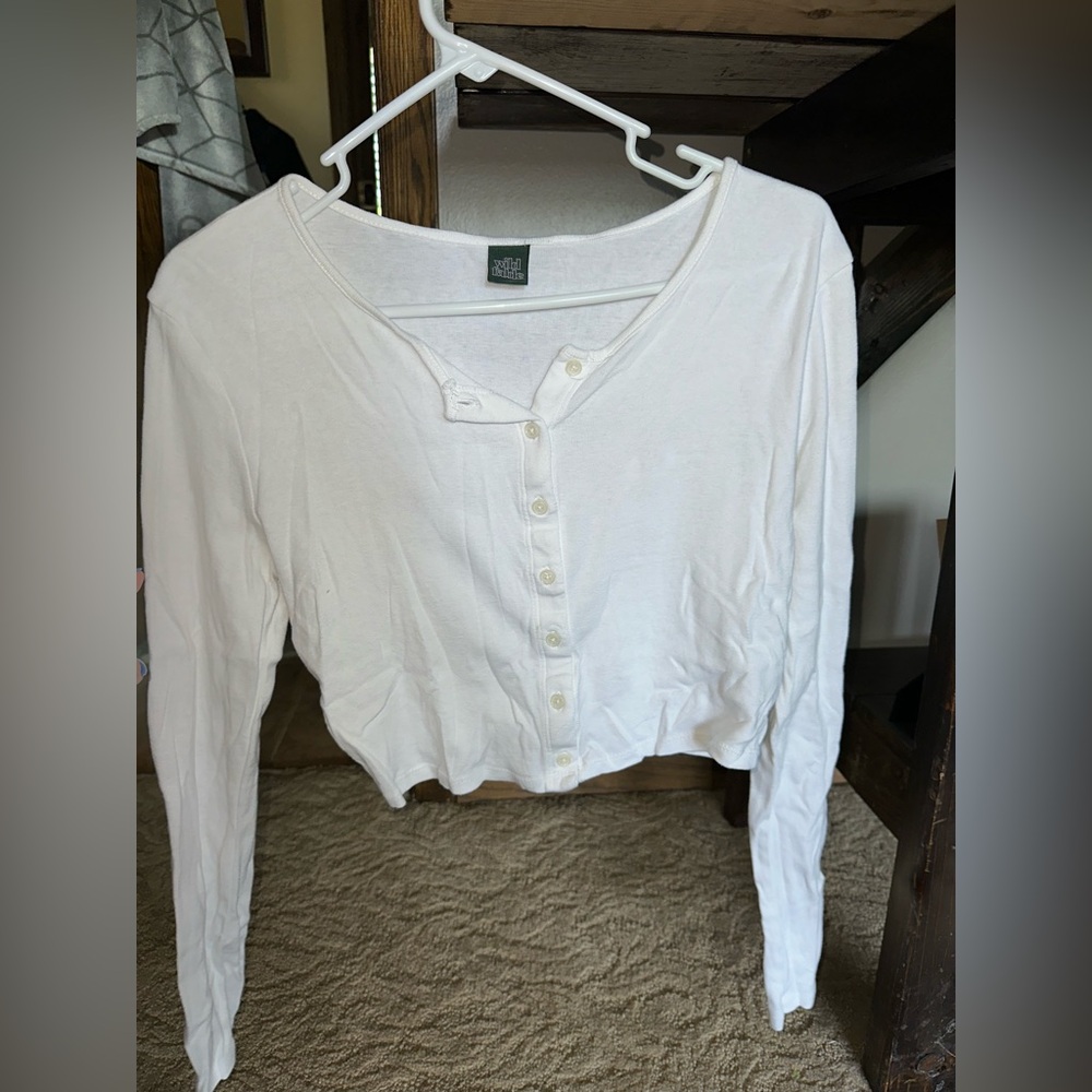 Target White Buttoned Crop Top